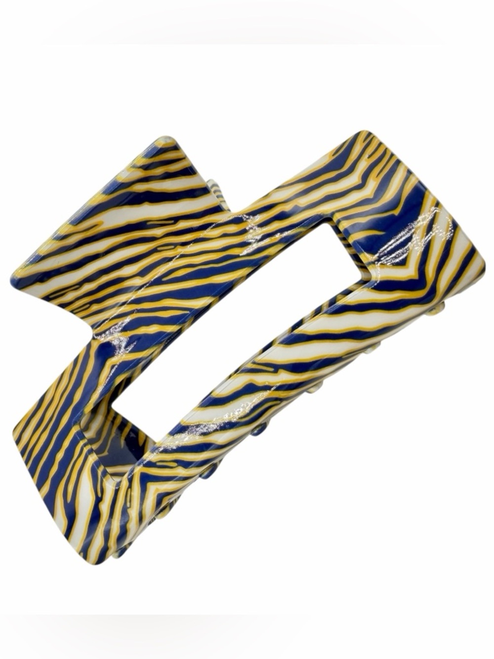 Blue Gold Stripe Hair Clip New